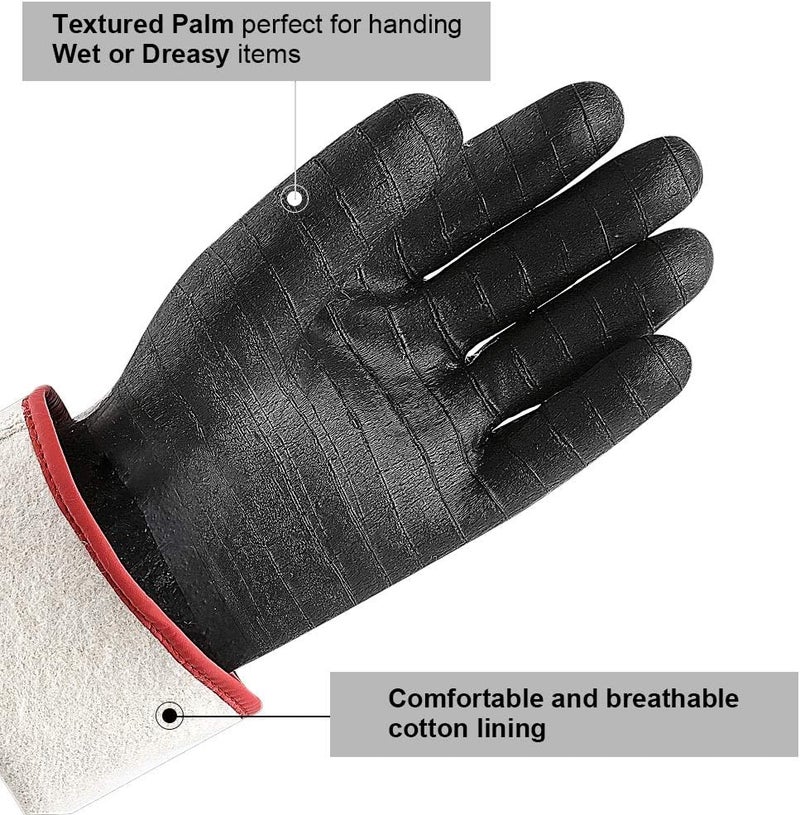 Aillary 932°F Extreme Heat Resistant Gloves for Grill BBQ, Waterproof Long Sleeve Pit Grill Gloves for Fryer, Baking, Oven,Smoker,Fireproof, Oil Resistant Neoprene Coating（14-Inch ） - Image 2