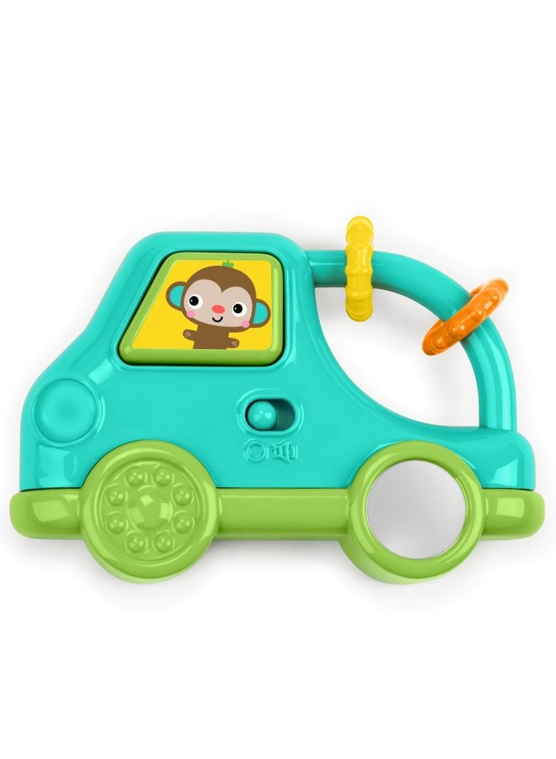 Bright Starts Safari Driver Take-Along Toy – Light-Up Car Toy with Sounds, Mirror, Handle & Beads (3–36 Months) - Image 1
