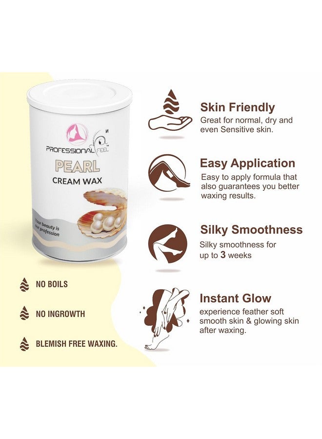 professional feel شمع كريم لؤلؤي احترافي مع شرائح الشمع، شمع قابل للذوبان في الماء للوجه، الشفاه العليا، الذراعين، الساقين، خط البيكيني، الإبطين والجسم بالكامل (800 جرام) - Image 3