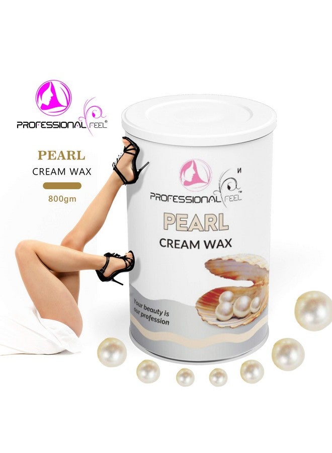 professional feel شمع كريم لؤلؤي احترافي مع شرائح الشمع، شمع قابل للذوبان في الماء للوجه، الشفاه العليا، الذراعين، الساقين، خط البيكيني، الإبطين والجسم بالكامل (800 جرام) - Image 4