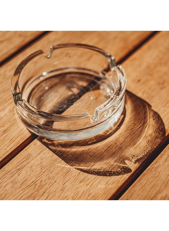 مجموعة من 2 علبة رماد زجاجية مستديرة للداخل أو الخارج. 2 × 10.5 سم علبة رماد في الداخل. علبة رماد في الهواء الطلق للمنزل أو الحديقة أو البار أو الحانة - Image 2