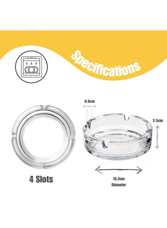 مجموعة من 2 علبة رماد زجاجية مستديرة للداخل أو الخارج. 2 × 10.5 سم علبة رماد في الداخل. علبة رماد في الهواء الطلق للمنزل أو الحديقة أو البار أو الحانة - Image 3