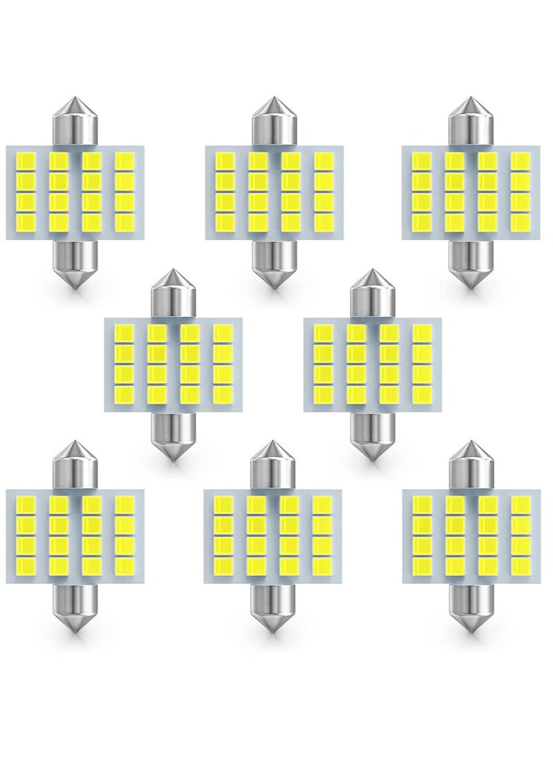 Excefore Led Car Bulb, 8pcs Super Bright White Double Tip 2835 31mm 16SMD Led Car Lights Bulb for Car Interior Dome Map Trunk Light  - Image 1