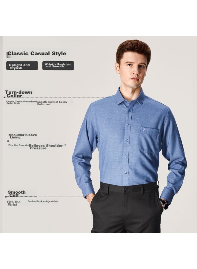 Firs Men's Long Sleeve Shirt With Wool Brushed Warm Business Casual Autumn And Winter Thickened Inner Shirt - Image 5