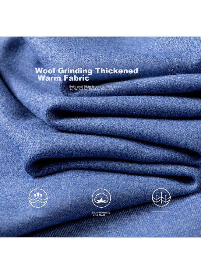 Firs Men's Long Sleeve Shirt With Wool Brushed Warm Business Casual Autumn And Winter Thickened Inner Shirt - Image 2