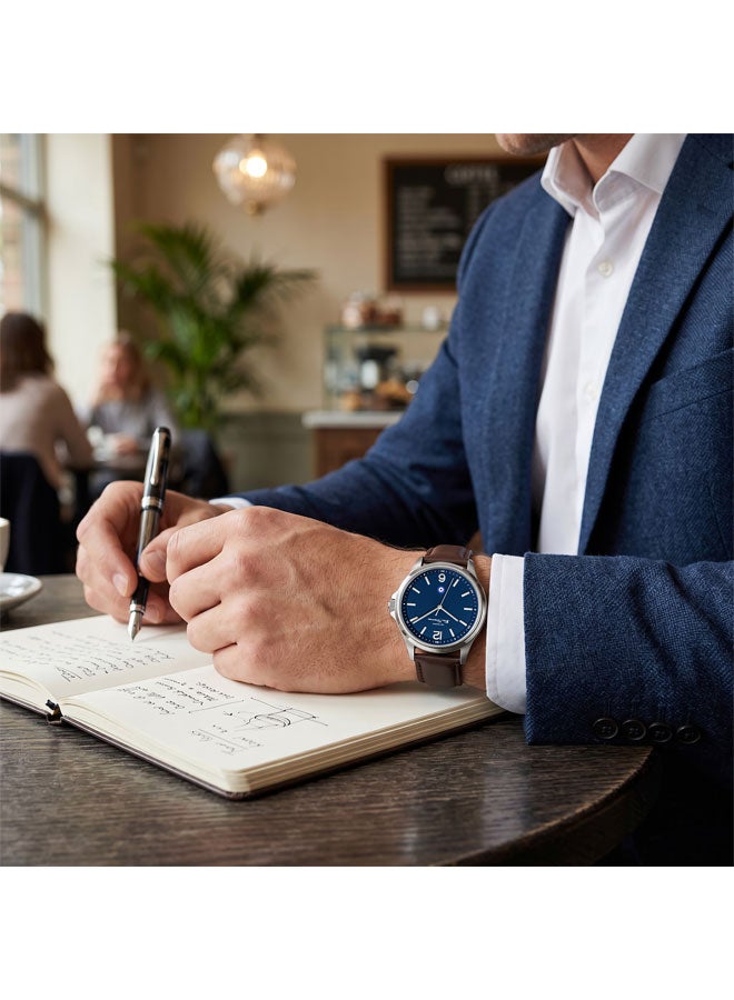 Ben Sherman Westminster Blue Dial Brown Genuine Leather Strap Analog Watch for Men, 43mm - Image 5