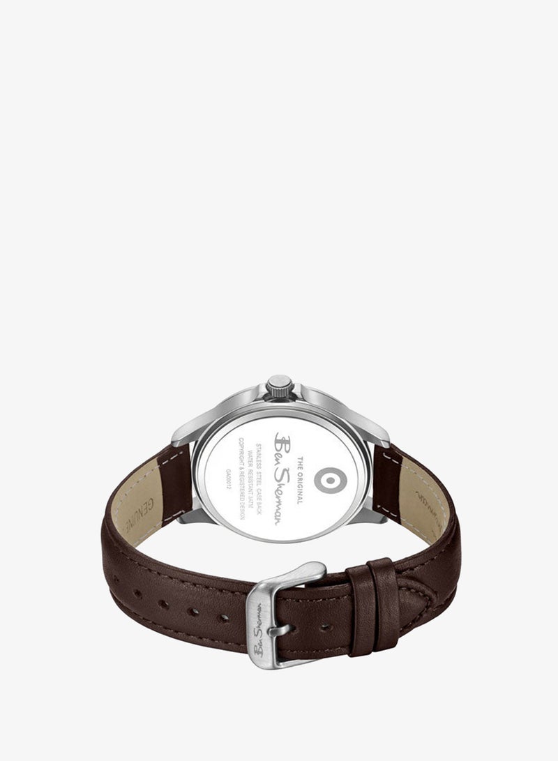 Ben Sherman Westminster Blue Dial Brown Genuine Leather Strap Analog Watch for Men, 43mm - Image 3