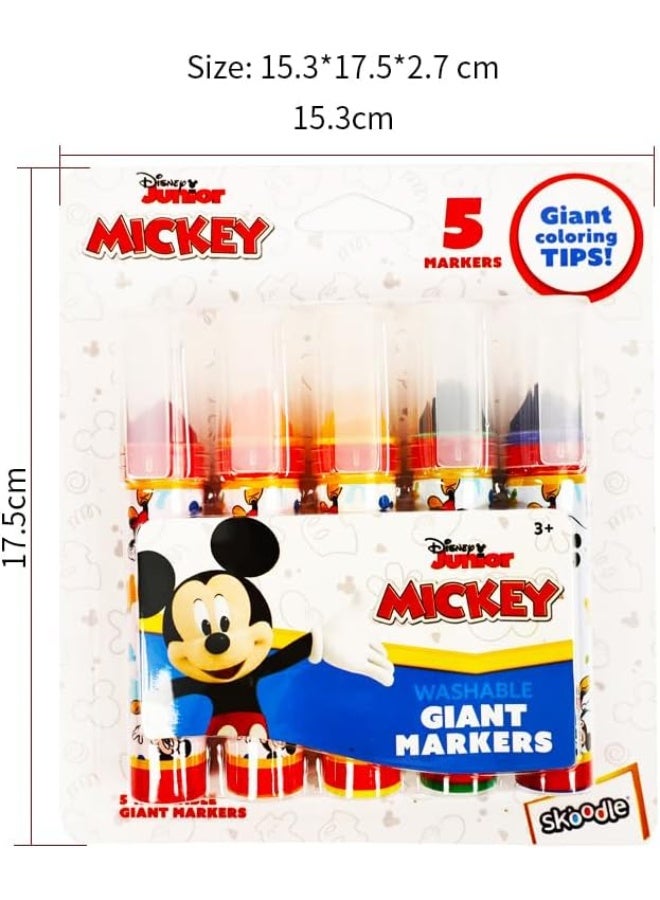 SKOODLE Disney Washable Giant 5 Markers for Kids Arts Crafts Supplies Non Toxic Coloring Markers for boys and girls Toddlers 3+ Pre-School Educational Toys Birthday Gift Giving Gift(Micky&Minnie) - Image 2