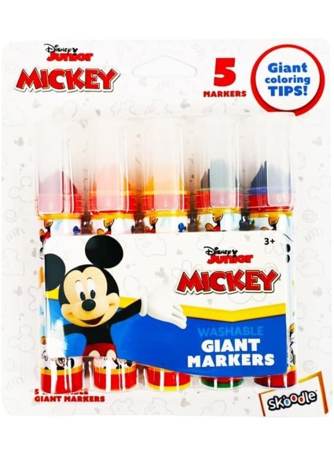 SKOODLE Disney Washable Giant 5 Markers for Kids Arts Crafts Supplies Non Toxic Coloring Markers for boys and girls Toddlers 3+ Pre-School Educational Toys Birthday Gift Giving Gift(Micky&Minnie) - Image 1