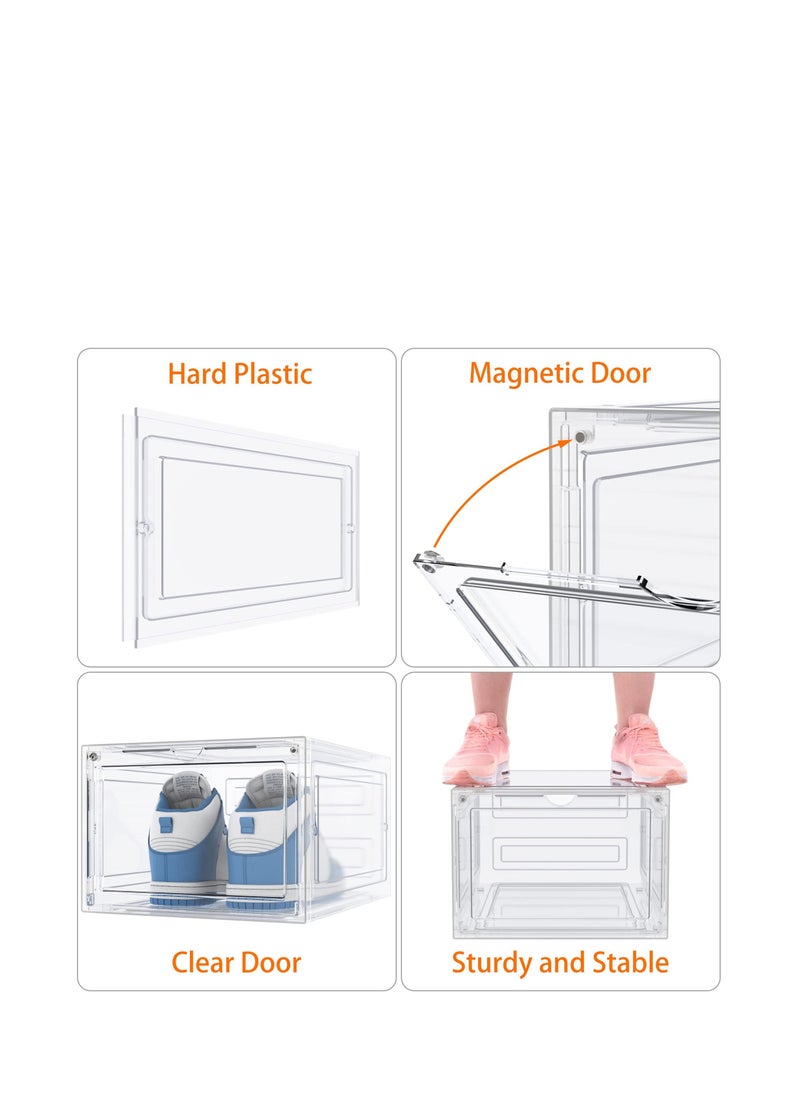 Shoe Boxes Acrylic Shoe Boxes Clear Hard Plastic Shoe Storage Boxes Shoe Boxes Clear Plastic Stackable Size 13 Shoe Boxes with Lids Clear 6pc