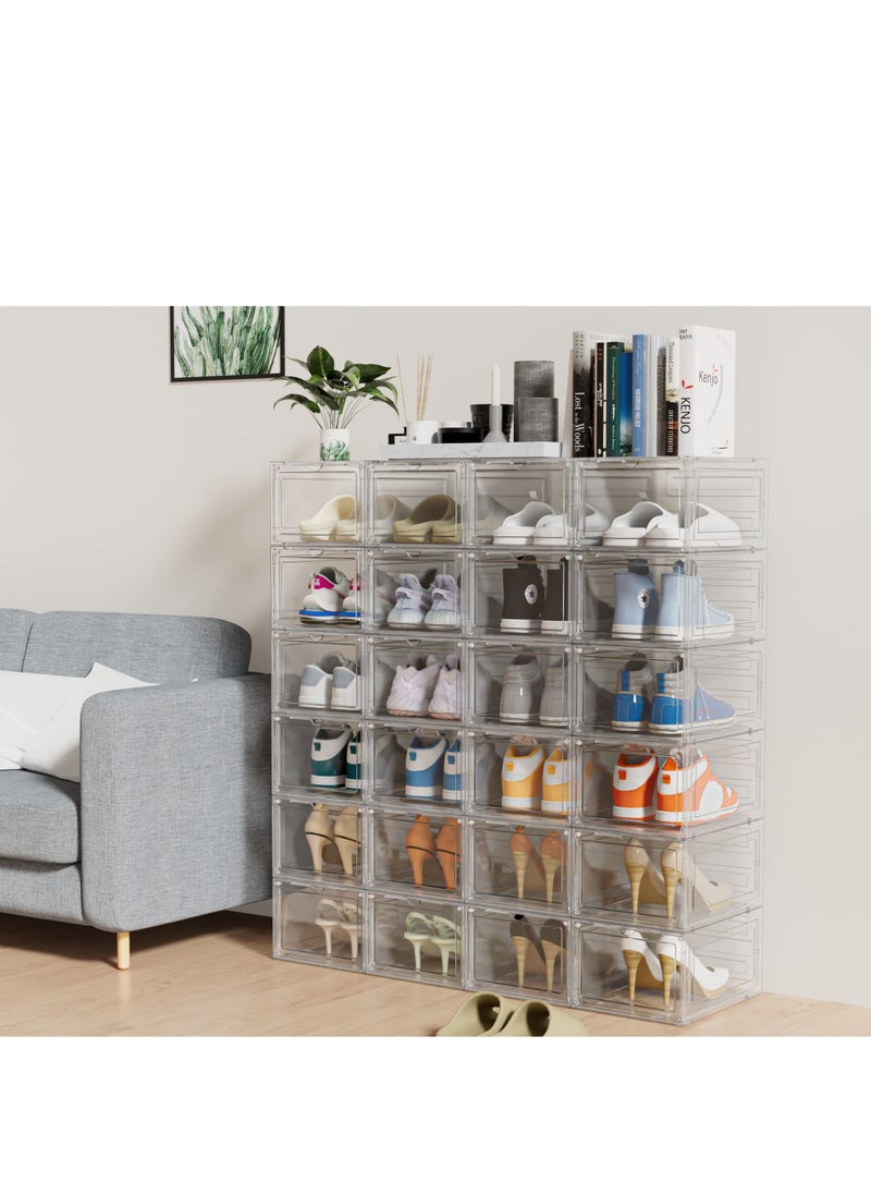 Shoe Boxes Acrylic Shoe Boxes Clear Hard Plastic Shoe Storage Boxes Shoe Boxes Clear Plastic Stackable Size 13 Shoe Boxes with Lids Clear 6pc