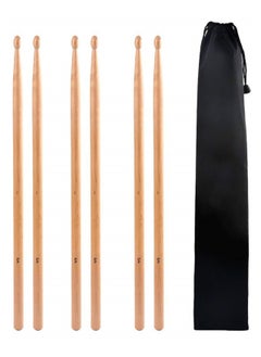 Generic 5A Drumsticks 3 Pair Drum Sticks Classic Maple Wood Drumsticks Wood Tip Drumstick for Students and Adults (with Bag)  - Image 1