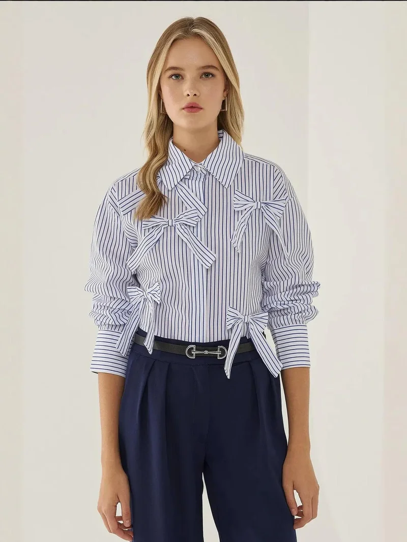 HICCUP Relaxed Fit Shirt with Bow Detail