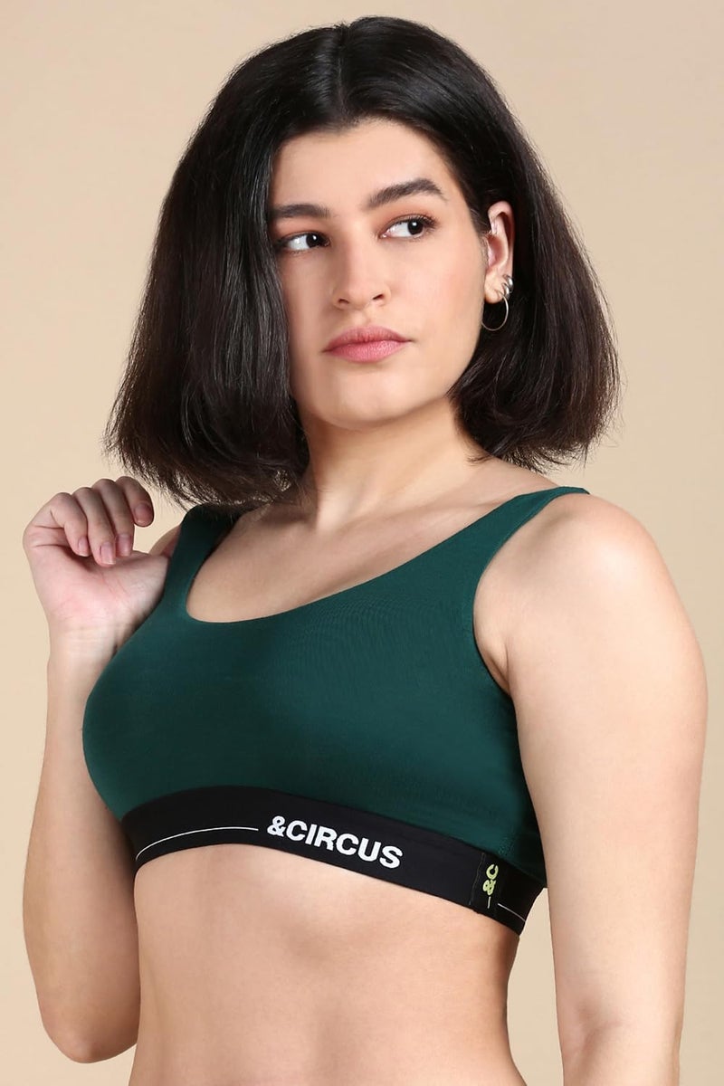 Circus &Circus PureSoft Non-Padded Lounge Bra for Women | Sport Bra | Full Coverage Active Wear Bra | Racing Green, XL - Image 3