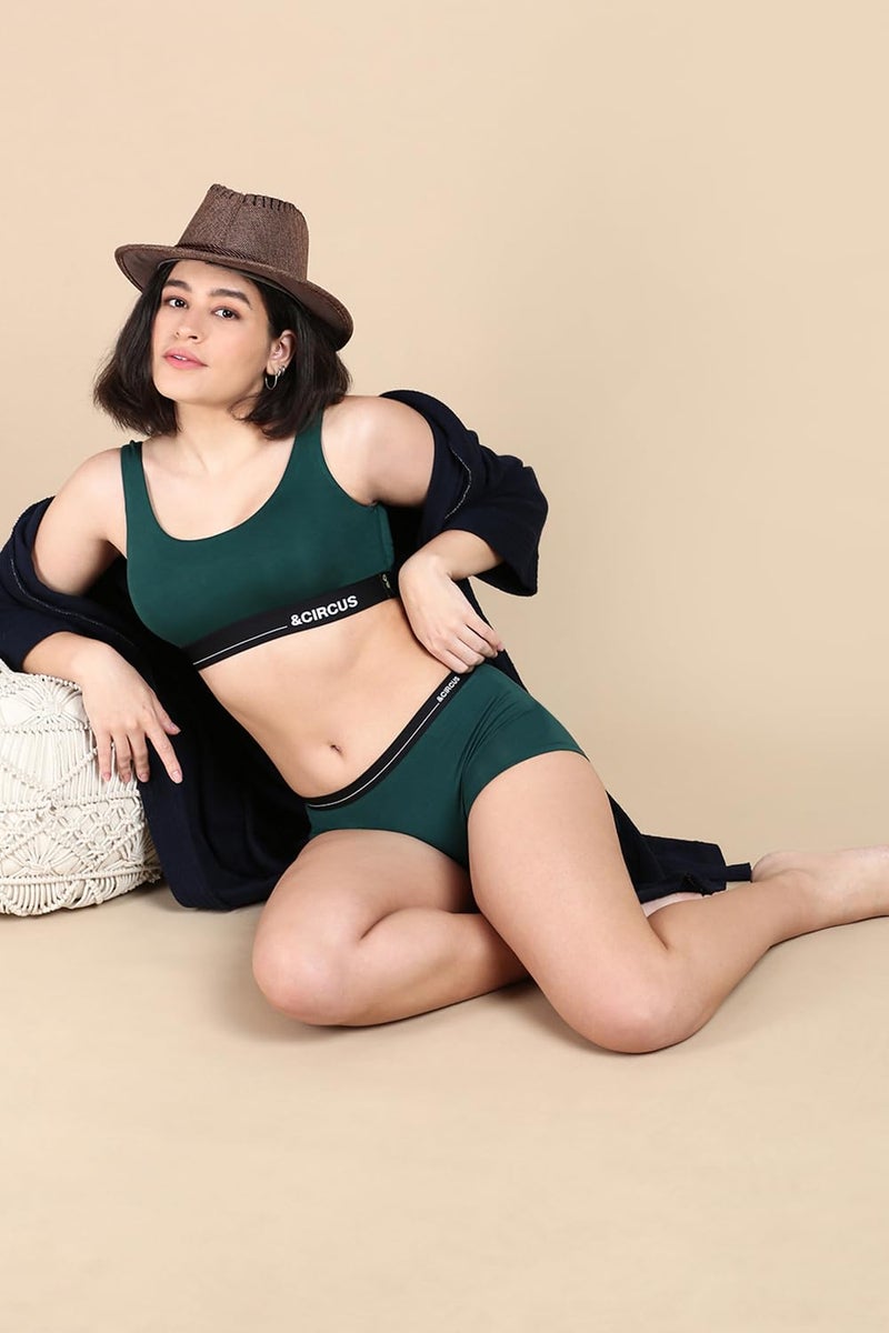 Circus &Circus PureSoft Non-Padded Lounge Bra for Women | Sport Bra | Full Coverage Active Wear Bra | Racing Green, XL - Image 5