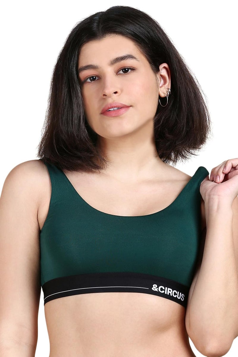Circus &Circus PureSoft Non-Padded Lounge Bra for Women | Sport Bra | Full Coverage Active Wear Bra | Racing Green, XL - Image 1