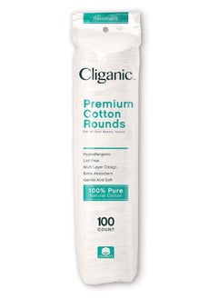 Cliganic Premium Cotton Rounds (100 Count), Makeup Remover Pads, Hypoallergenic, Lint-Free, 100% Pure Cotton  - Image 1
