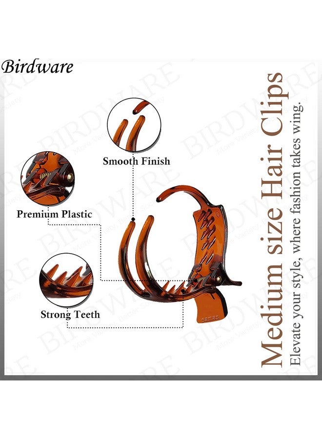 BIRDWARE Medium-Size Multi Color Imported Acrylic Material Butterfly Hair Clips For Women (6 Pc, Multi Colour) | Hair Clutchers (Bleck, Shell & White) - Image 3