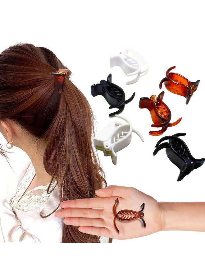 BIRDWARE Medium-Size Multi Color Imported Acrylic Material Butterfly Hair Clips For Women (6 Pc, Multi Colour) | Hair Clutchers (Bleck, Shell & White) - Image 1