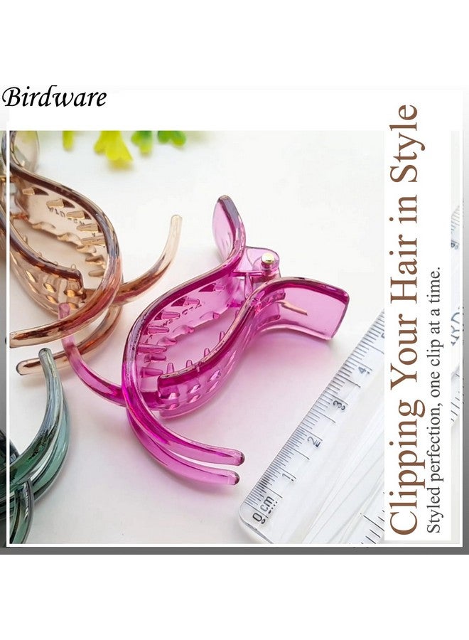 BIRDWARE Medium-Size Multi Color Imported Acrylic Material Butterfly Hair Clips For Women (6 Pc, Multi Colour) | Hair Clutchers (Bleck, Shell & White) - Image 4
