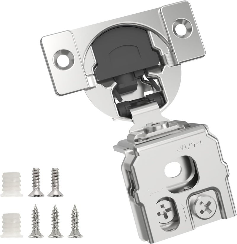 Chibery 50 Pack 1-5/16" Overlay 3D Soft Close Concealed Hinge for Face Frame Door, Smooth Slow Self Closing Hinges, Satin Nickel, Hidden 105° Open Angle Stainless Steel Hinge for Kitchen Cabinet Door - Image 1