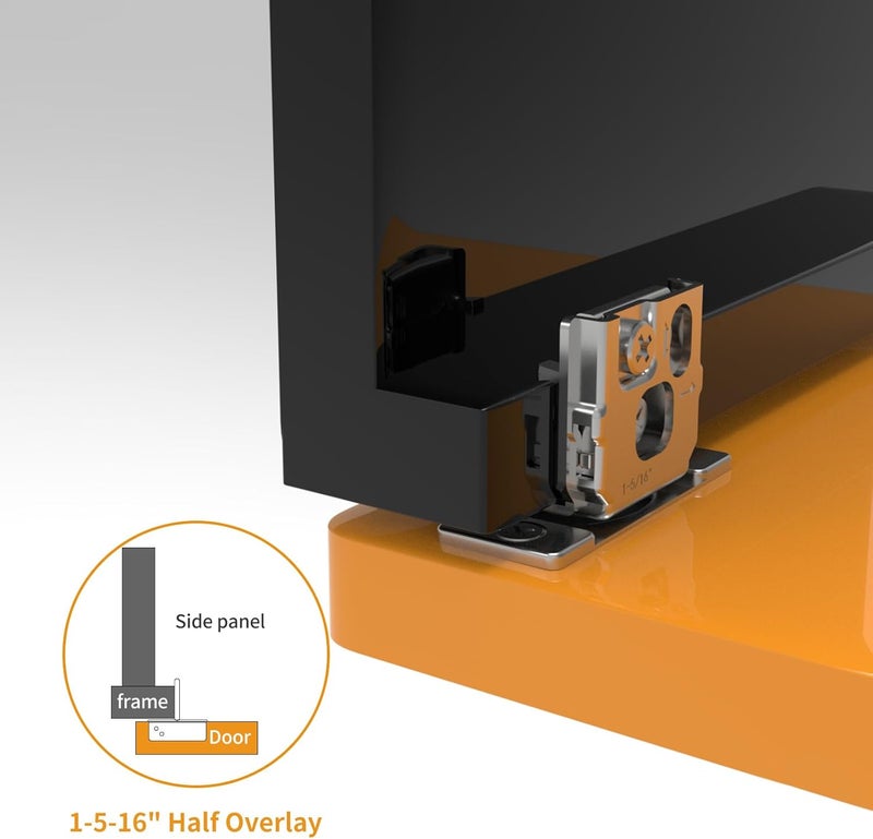 Chibery 50 Pack 1-5/16" Overlay 3D Soft Close Concealed Hinge for Face Frame Door, Smooth Slow Self Closing Hinges, Satin Nickel, Hidden 105° Open Angle Stainless Steel Hinge for Kitchen Cabinet Door - Image 5