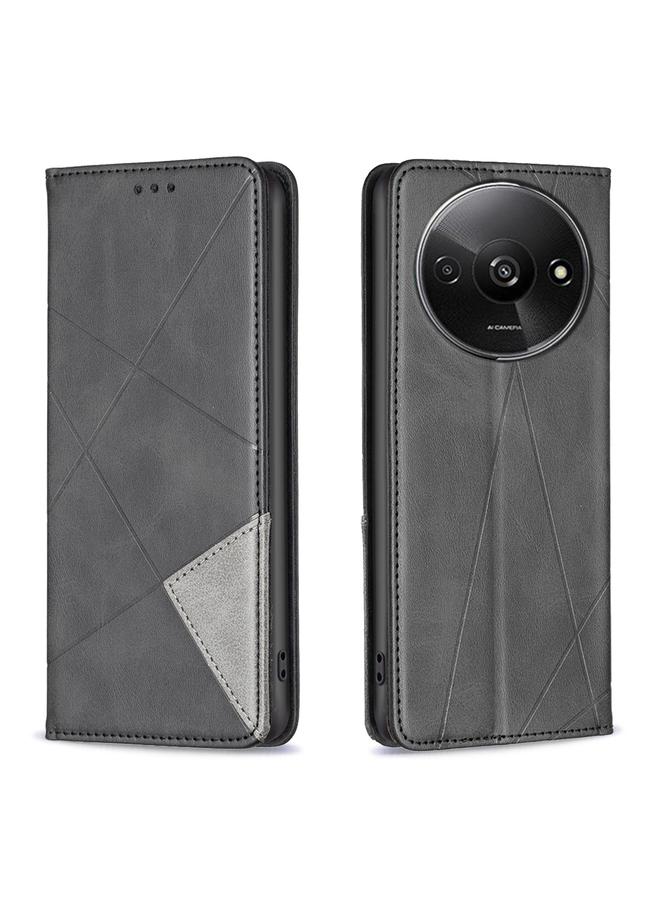 The Bros Case For Xiaomi Redmi A3 Rhombus Texture Magnetic Leather Phone Case