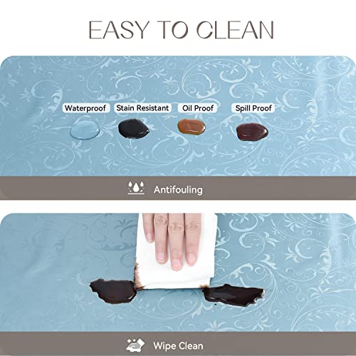 Romanstile Rectangle Vinyl Tablecloth,100% Waterproof Heavy Duty Oil Spill Proof Stain Resistant Plastic PU Table Cover with Flannel Backing for Kitchen, Dining (Flower Blue, 60 x 102) - Image 3