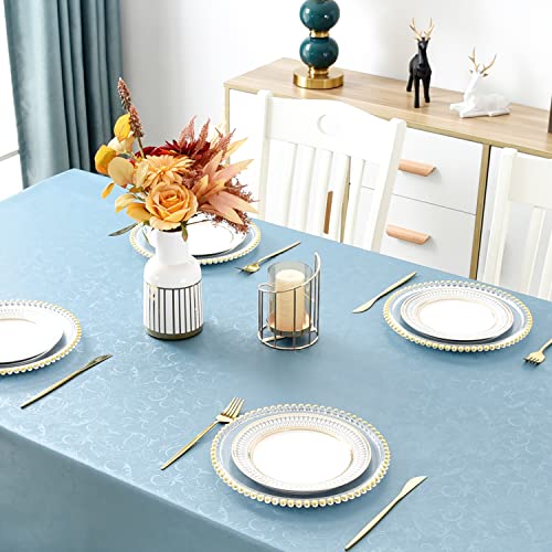 Romanstile Rectangle Vinyl Tablecloth,100% Waterproof Heavy Duty Oil Spill Proof Stain Resistant Plastic PU Table Cover with Flannel Backing for Kitchen, Dining (Flower Blue, 60 x 102) - Image 5