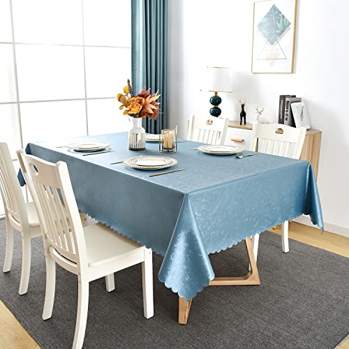 Romanstile Rectangle Vinyl Tablecloth,100% Waterproof Heavy Duty Oil Spill Proof Stain Resistant Plastic PU Table Cover with Flannel Backing for Kitchen, Dining (Flower Blue, 60 x 102) - Image 4