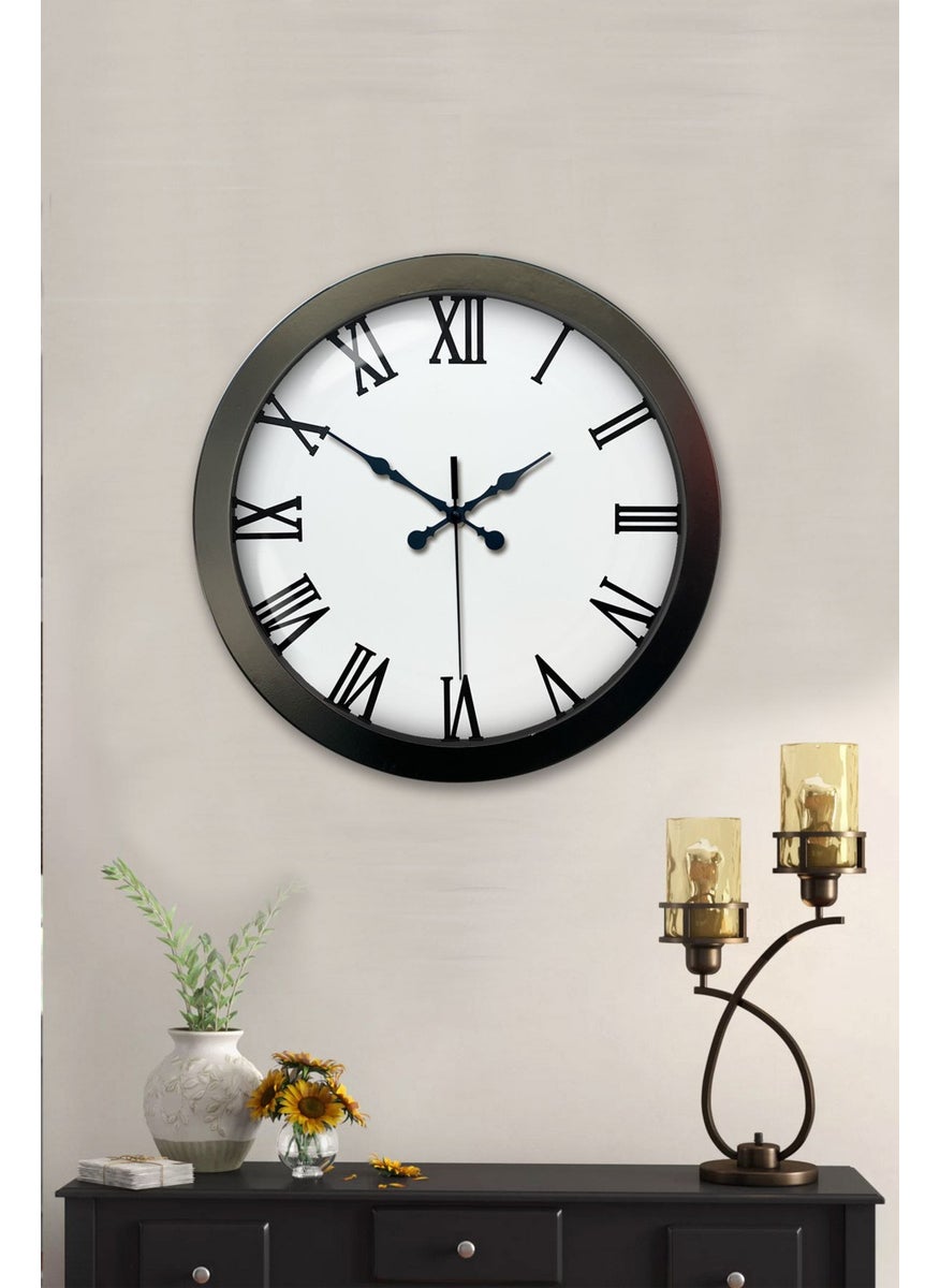 Platin Saat Platinum Clock 36 cm Black Metal Roman Numeral Wall Clock  - Image 2