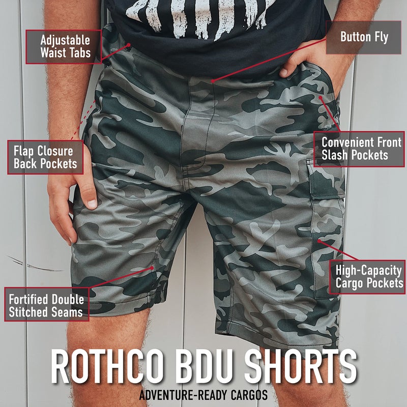 ROTHCO :Rothco Men's Ultra Force Military Style BDU Combat Shorts, Black, (2X) XX-Large Regular (Waist:43" to 47") - Image 2