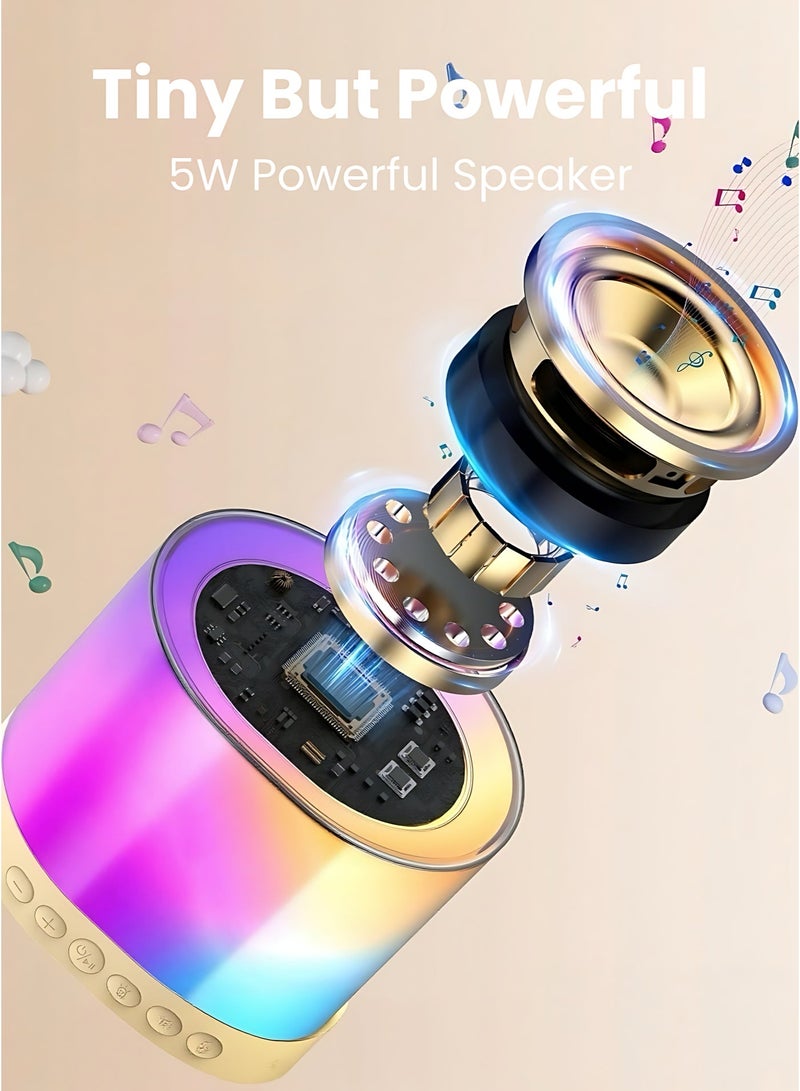 جهاز كاريوكي صغير مع ميكروفونين لاسلكيين، مكبر صوت كاريوكي بلوتوث محمول مع أضواء LED ملونة، جهاز كاريوكي قابل لإعادة الشحن للحفلات المنزلية للأطفال والكبار، هدية مثالية للحفلات. - Image 5