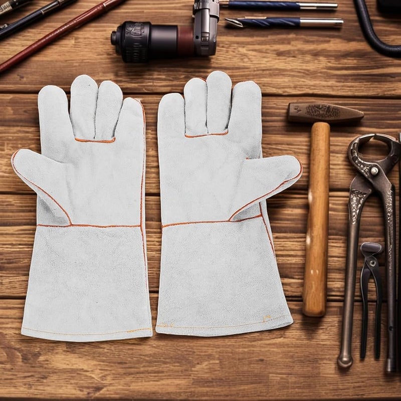 قفازات لحام مقاومة للحرارة من جلد البقر للرجال والنساء لسلامة العمل الصناعي - Image 5