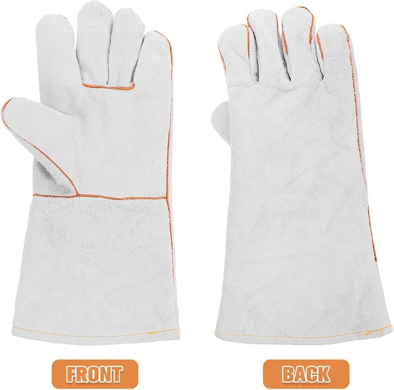 قفازات لحام مقاومة للحرارة من جلد البقر للرجال والنساء لسلامة العمل الصناعي - Image 4