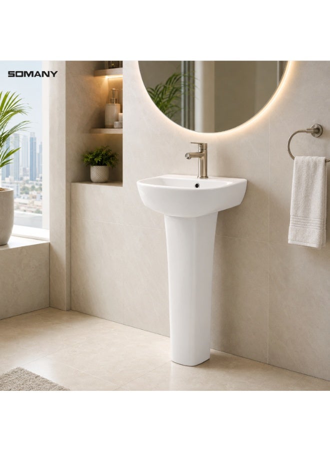 SOMANY UNIEK Full Pedestal Basin Size: 74x20x20 cm - Image 2