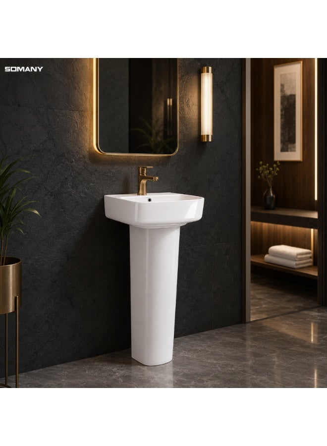 SOMANY UNIEK Full Pedestal Basin Size: 74x20x20 cm - Image 3