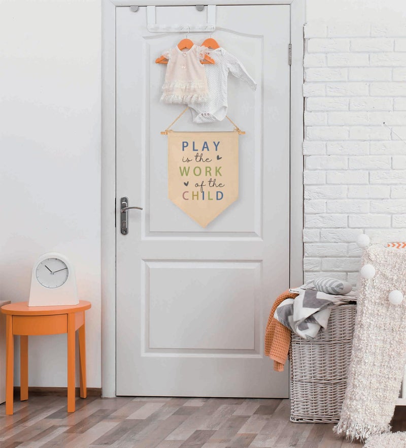 Topthink Play Is the Work of the Child -Canvas Hanging Flag Banner Wall Sign Decor Gift for Baby Kids Girl Boy Nursery Teen Room Playroom Front Door - Heart - Image 5