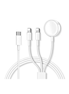 كيبل شحن USB نوع C للهاتف والساعة شاحن لاسلكي ماجنتيك سريع 3 في 1 للساعة الذكية مع 2 كيبل شاحن متوافق مع ايفون 14 13 برو ماكس 12 11 اكس ار اكس اس ما اكس واي ووتش سلسلة 6 اس اي 5 4 3 2 1