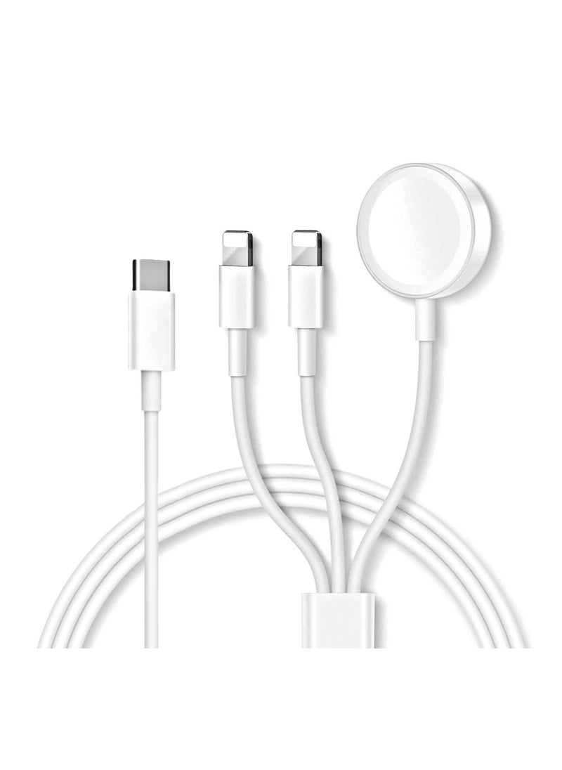 لوميكا - كيبل شحن USB نوع C للهاتف والساعة شاحن لاسلكي ماجنتيك سريع 3 في 1 للساعة الذكية مع 2 كيبل شاحن متوافق مع ايفون 14 13 برو ماكس 12 11 اكس ار اكس اس ما اكس واي ووتش سلسلة 6 اس اي 5 4 3 2 1 - Image 1