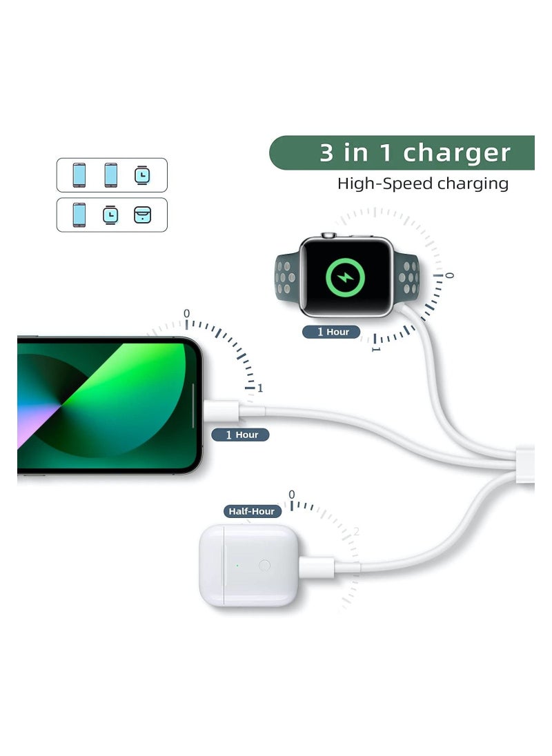 لوميكا - كيبل شحن USB نوع C للهاتف والساعة شاحن لاسلكي ماجنتيك سريع 3 في 1 للساعة الذكية مع 2 كيبل شاحن متوافق مع ايفون 14 13 برو ماكس 12 11 اكس ار اكس اس ما اكس واي ووتش سلسلة 6 اس اي 5 4 3 2 1 - Image 1