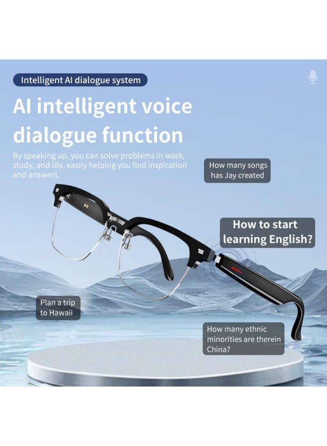 لوريت نظارات ذكية، ترجمة الذكاء الاصطناعي في الوقت الفعلي مع 144 لغة، نظارات صوتية بتقنية البلوتوث مع مكبرات صوت، حماية من الأشعة فوق البنفسجية المستقطبة، صوت مفتوح للأذن، مساعد صوتي باللمس، نظارات شمسية بلوتوث 5.3 للرجال والنساء - أسود - Image 4