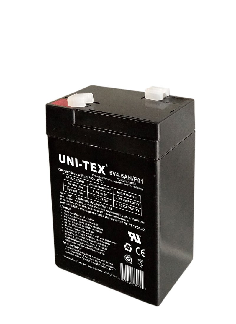 UniTex Battery Rechargeable  6V/4.5AH F01 