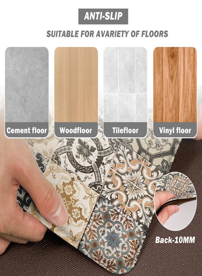 weesire Boho Kitchen Rugs Set 2 Memory Foam Colorful Ceramic Comfort Tile Floor Mat Anti Fatigue Non-Skid PVC Runner Rug Water & Oil Proof Carpet for Kitchen Laundry Sink,17.3x28+17.3x47 Inch, C3 - Image 4