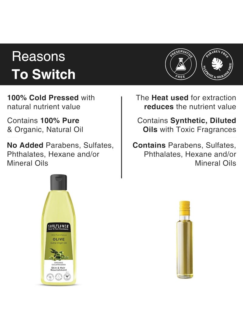 Soulflower Olive Hair & Skin Oil | 225ml | Cold-Pressed Oil for Hair Growth, Face Massage & Deep Moisturization | Reduces Wrinkles, Nourishes Scalp & Strengthens Roots | 100% Pure & Natural with Vitamin E - Image 4