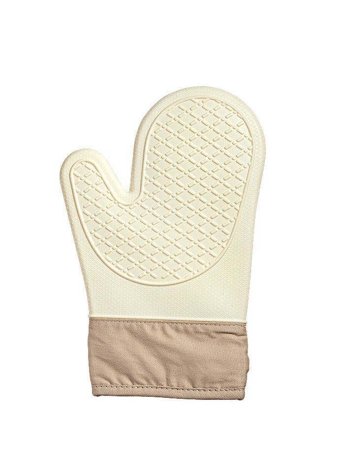 xozgdovg Kitchen microwave oven heat proof baking gloves Short five-finger silicone gloves Oven non-slip heat resistant gloves Apricot 