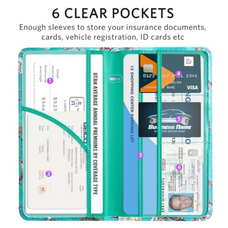 Car Registration and Insurance Holder - Vehicle Glove Box Car Organizer, Auto Truck Comparment Accessories Case with Magnetic Closure for Driver License, Cards - Image 3