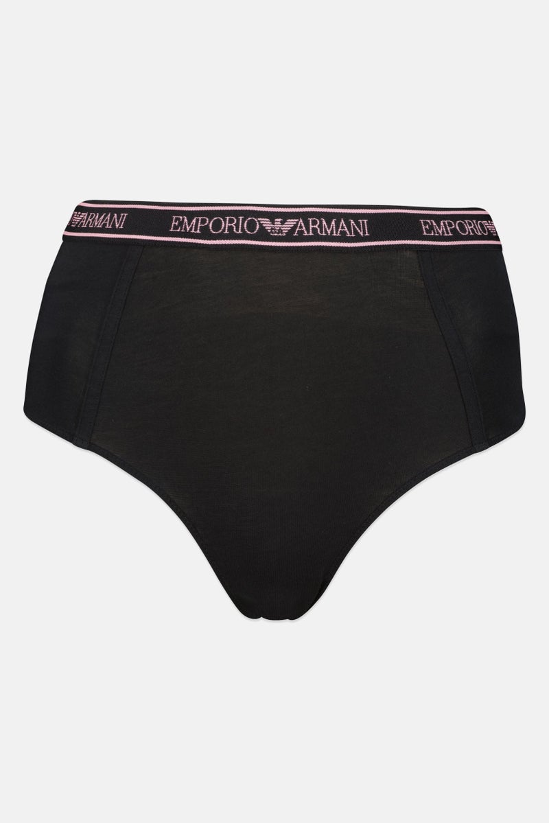 EMPORIO ARMANI Women Brand Logo Pull On Panty, Black - Image 1