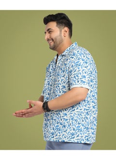 Instafab Plus Men's Blue Foliage Strokes Shirt  - Image 1