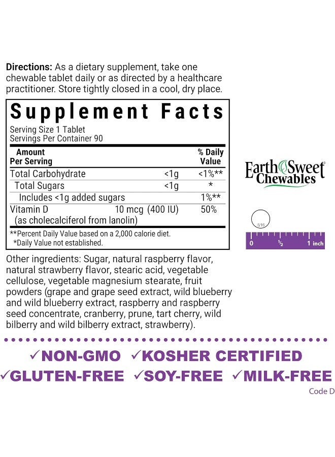 Bluebonnet Vitamin D3 Chewable Tablets for Kids - Raspberry Flavor - Image 2